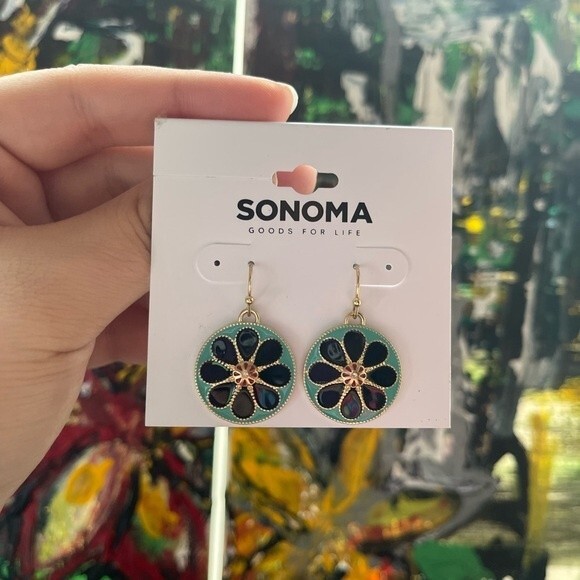 Sonoma Floral Dangle Earrings 1.25 inch - Picture 2 of 4